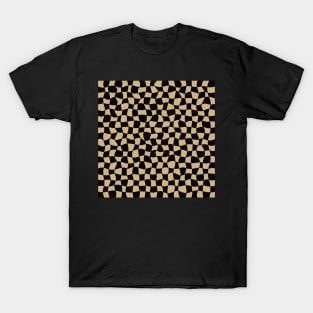 Warped Checkerboard, Black and Tan T-Shirt